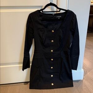 J. Crew Black Long Sleeve Dress with Gold Buttons